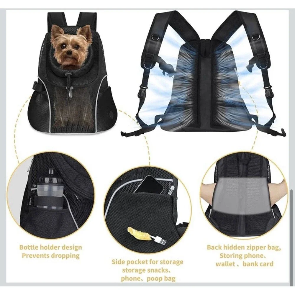Pet Dog Carrier Backpack Small Dog Front Backpack Ventilated Mesh Dog Travel ...